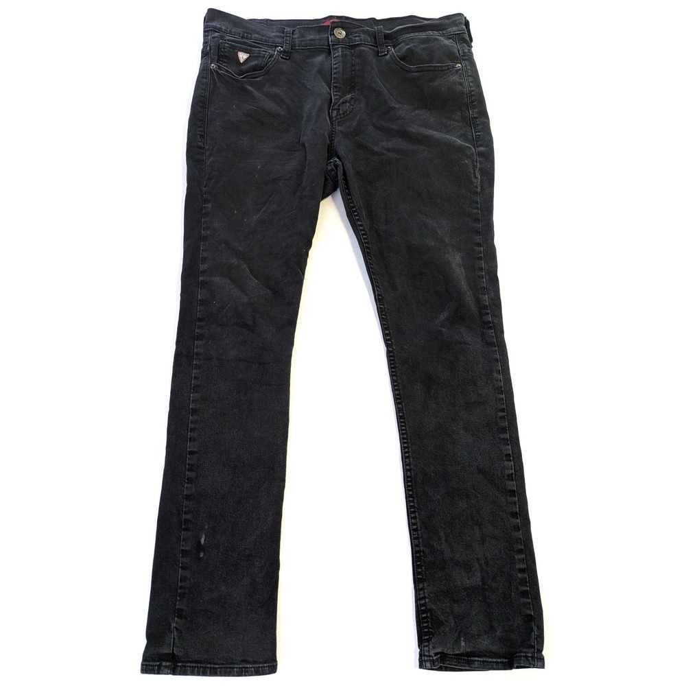 Guess Los Angeles 1981 Skinny Jeans Mens 36x30 Black Denim JMCBAN2103N *READ*